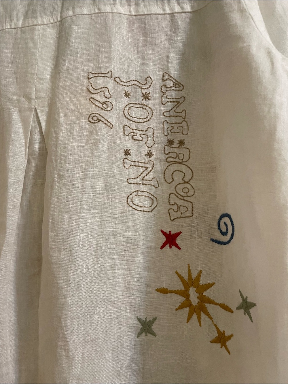 Johnny Was Ivory Label Top with Red Logo and Gold Stitching - Picture 8 of 8